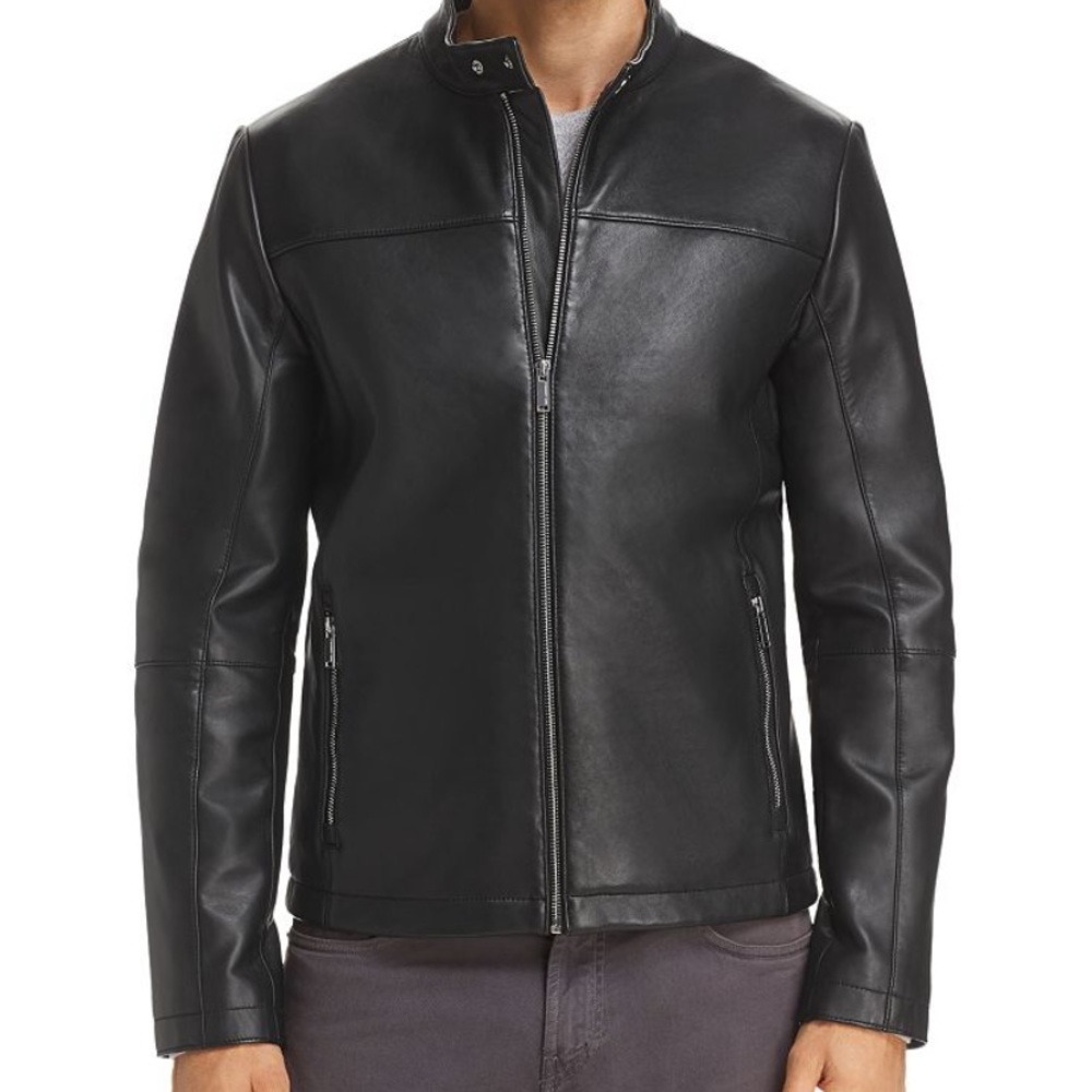 // karl lagerfeld // bonded leather racer jacket